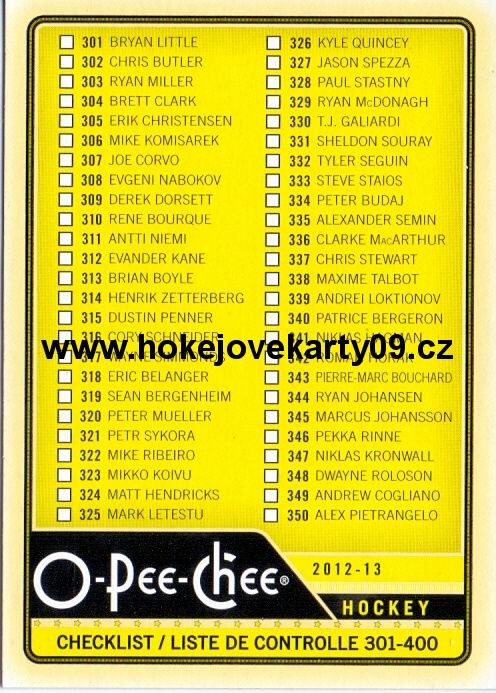 2012-13 OPC - Checklist 301-400 č. 499