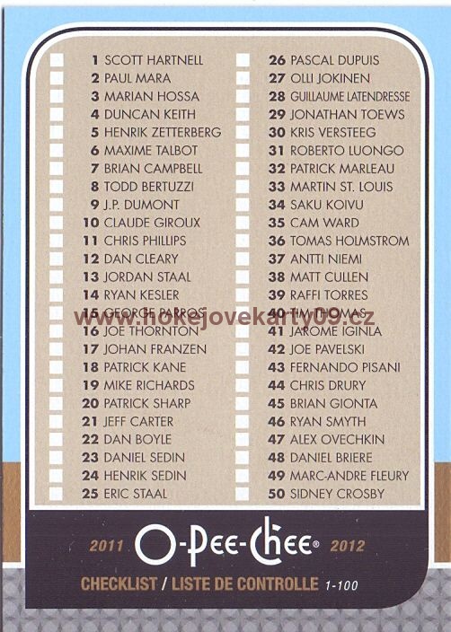 2011-12 OPC - Checklist 1-100 č. 496