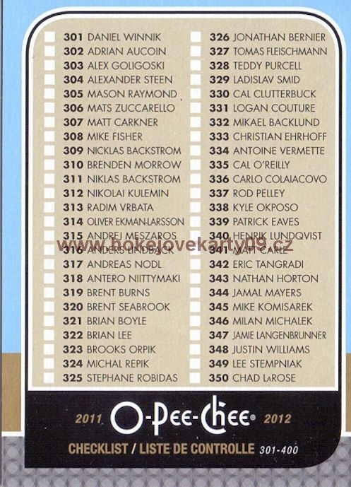 2011-12 OPC - Checklist 301-400 č. 499