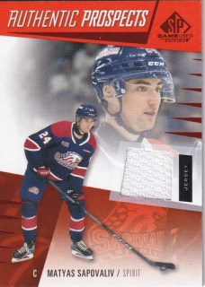 Matyáš ŠAPOVALIV 23-24 UD CHL SP Game Used č. 34 Red Jerseys