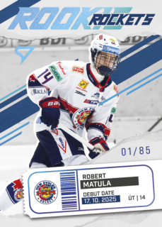 25-26 TIPSPORT LIGA - Robert MATULA č. RR-17 Rookie Rockets Bright Blue x/85