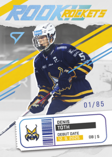 25-26 TIPSPORT LIGA - Denis TÓTH č. RR-18 Rookie Rockets Bright Blue x/85