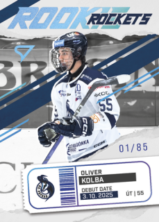25-26 TIPSPORT LIGA - Oliver KOLBA č. RR-19 Rookie Rockets Bright Blue x/85
