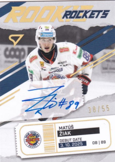25-26 TIPSPORT LIGA - Matúš ŽIAK č. RRS-MZ Rookie Rockets Gold Auto 38/55