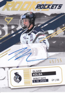 25-26 TIPSPORT LIGA - Oliver KOLBA č. RRS-OK Rookie Rockets Gold Auto 45/55