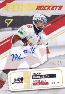 25-26 TIPSPORT LIGA - Maxim KADLUBIAK č. RRS-KA Rookie Rockets Gold Auto 16/55