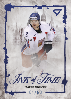 2026 Hokejové Česko - Marek ŽIDLICKÝ č. IT-4 Ink of Time Blue x/50
