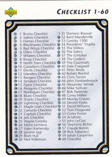 1992-93 Upper Deck - Checklist 1-110 č. 60