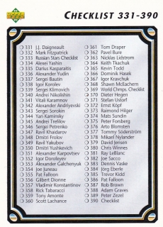 1992-93 Upper Deck - Checklist 331-440 č. 390