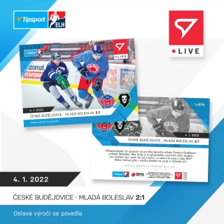 21-22 Tipsport Extraliga - ČESKÉ BUDĚJOVICE-MLADÁ BOLESLAV 2:1 č. L-074 x/60