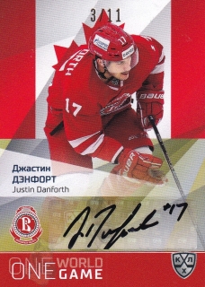 21/22 KHL One World One Game - Justin DANFORTH č. ONE-A118 3/11