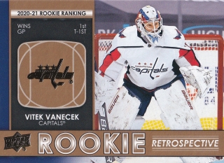 Vítek VANĚČEK 21-22 Upper Deck č. RR-13 Rookie Retrospective Gold