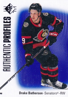 21-22 SP Hockey - Drake BATHERSON č. AP-3 Authentic Profiles Blue