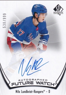 21-22 SP Authentic - Nils LUNDKVIST č. 141 x/999 FUTURE WATCH AUTOGRAPHED