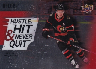 21-22 UD Allure - Brady TKACHUK č. HH-14 HUSTLE HIT & NEVER QUIT