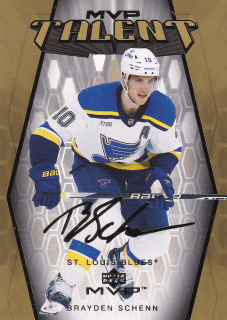 23-24 MVP - Brayden SCHENN č. MT-43 MVP TALENT GOLD SCRIPT
