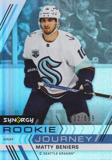22-23 UD Synergy - Matty BENIERS č. RJ-5 (RC) ROOKIE JOURNEY AWAY x/699