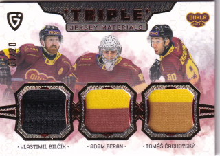 24-25 GOAL Cards - Vlastimil BILČÍK, Adam BERAN, Tomáš ČACHOTSKÝ č. JM-07 Triple Jersey Materials 01/20