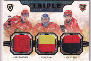 24-25 GOAL Cards - Jan ZDRÁHAL, Jan KAVAN, Jan VESELÝ č. JM-16 Triple Jersey Materials 04/10