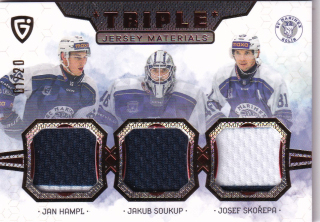 24-25 GOAL Cards - Jan HAMPL, Jakub SOUKUP, Josef SKOŘEPA č. JM-19 Triple Jersey Materials 01/20