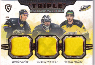 24-25 GOAL Cards - Lukáš PULPÁN, Vladislav HABAL, Daniel KRUŽÍK č. JM-21 Triple Jersey Materials 01/20