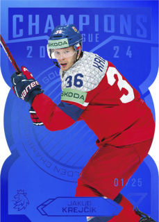 2025 Hokejové Česko - Jakub KREJČÍK č. GC-07 Champions 2024 Blue Die Cut x/25